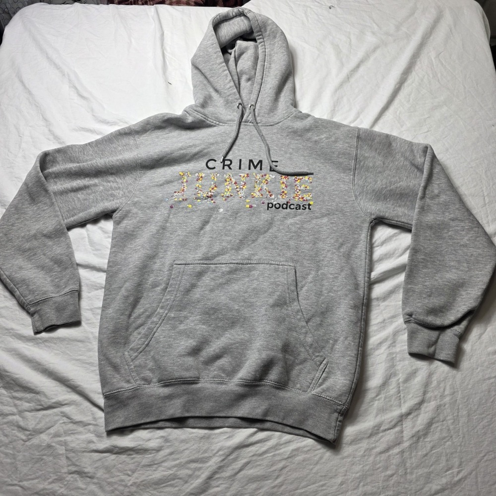 Crime Junkie Podcast Women's Hoodie Sweatshirt Gray floral Medium